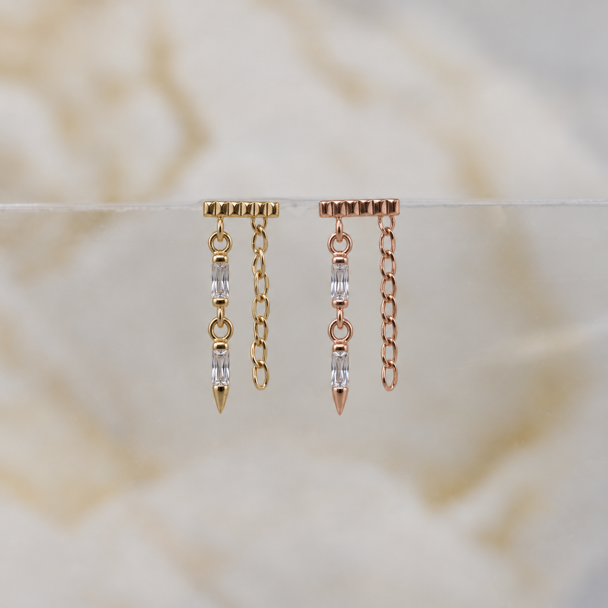 Buddha Jewelry Organics 14k "Double Vision" THREADLESS in yellow white and rose gold hidden helix
