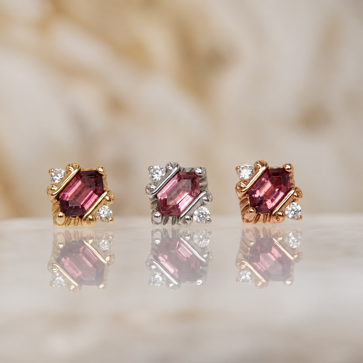 Buddha Jewelry 14k Gold "Reyna" with Pink Tourmaline Yellow gold white gold rose gold