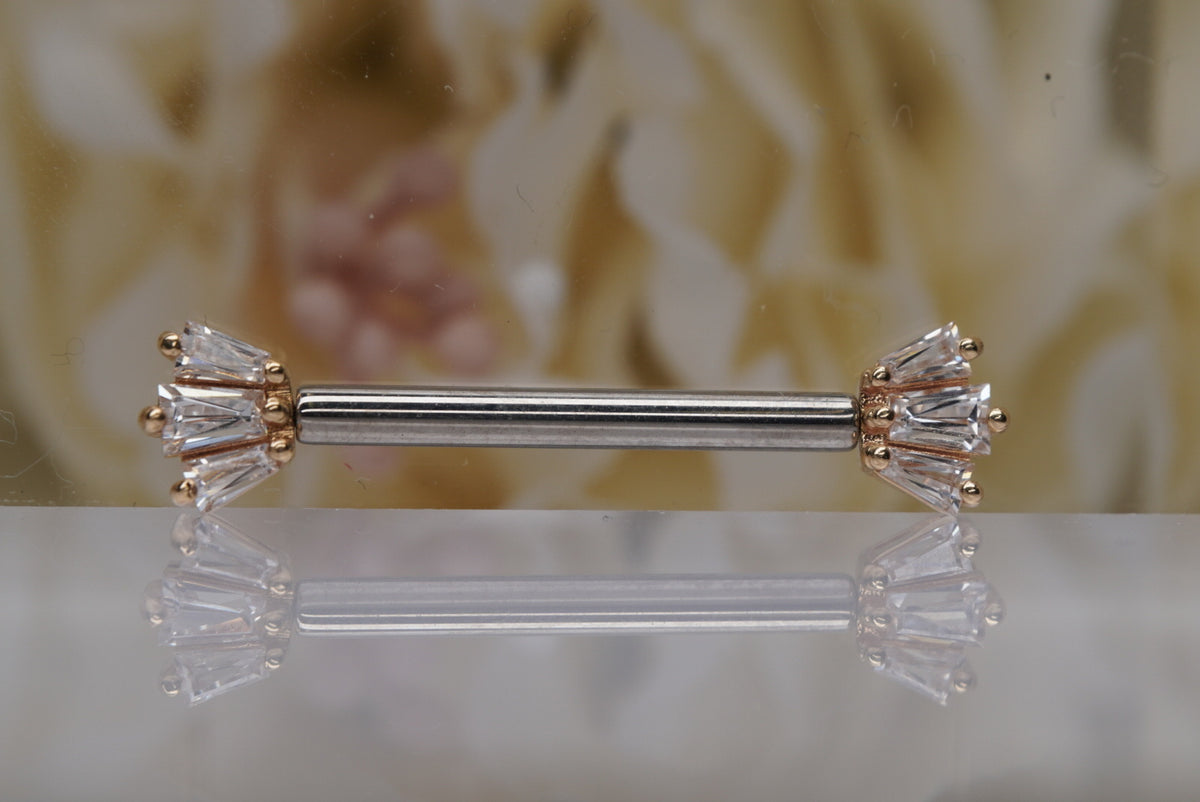 Buddha Jewelry Organics 14k Gold Forward Facing "Gemma Trois" with Crystals Threadless Yellow gold white gold rose gold