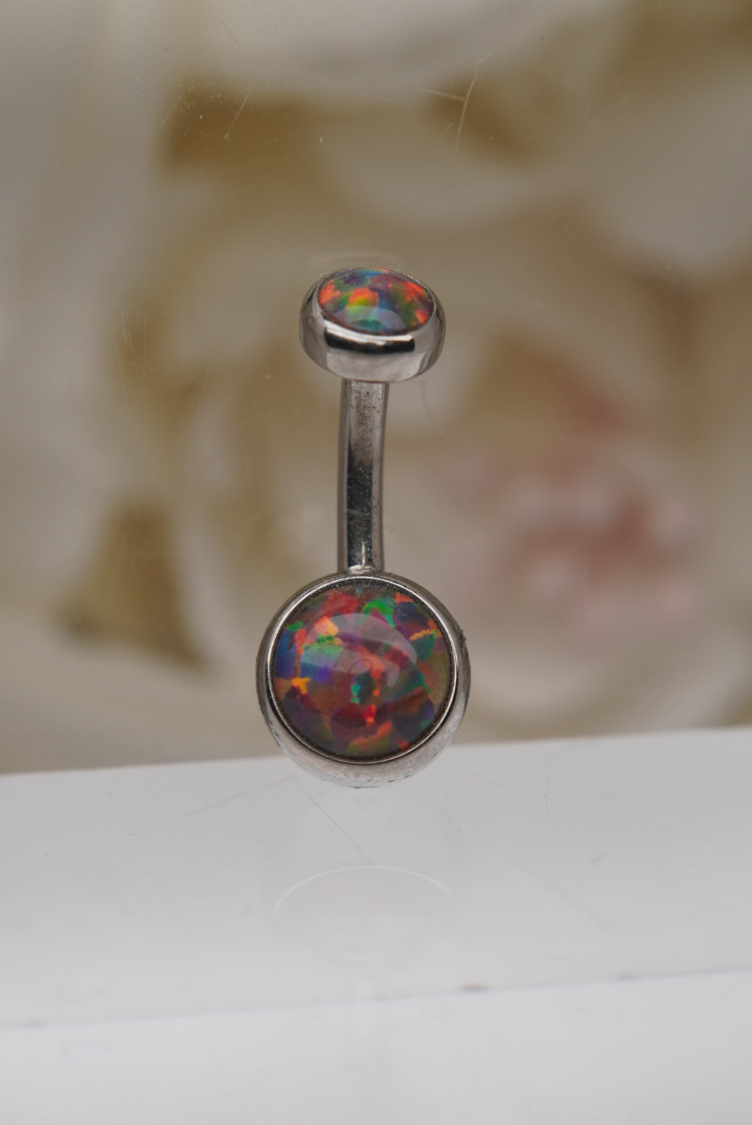 Fire Red Opal Navel in a Bezel Setting (4mm/6mm)