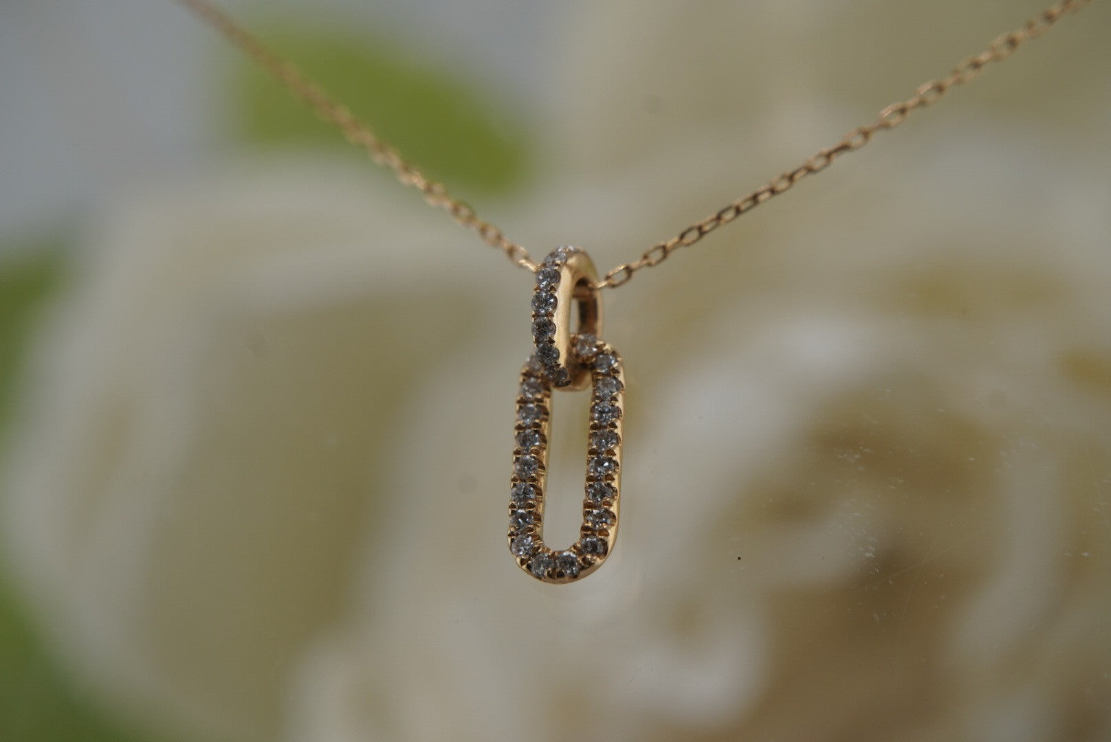 Link Necklace with GENUINE DIAMONDS in Yellow Gold