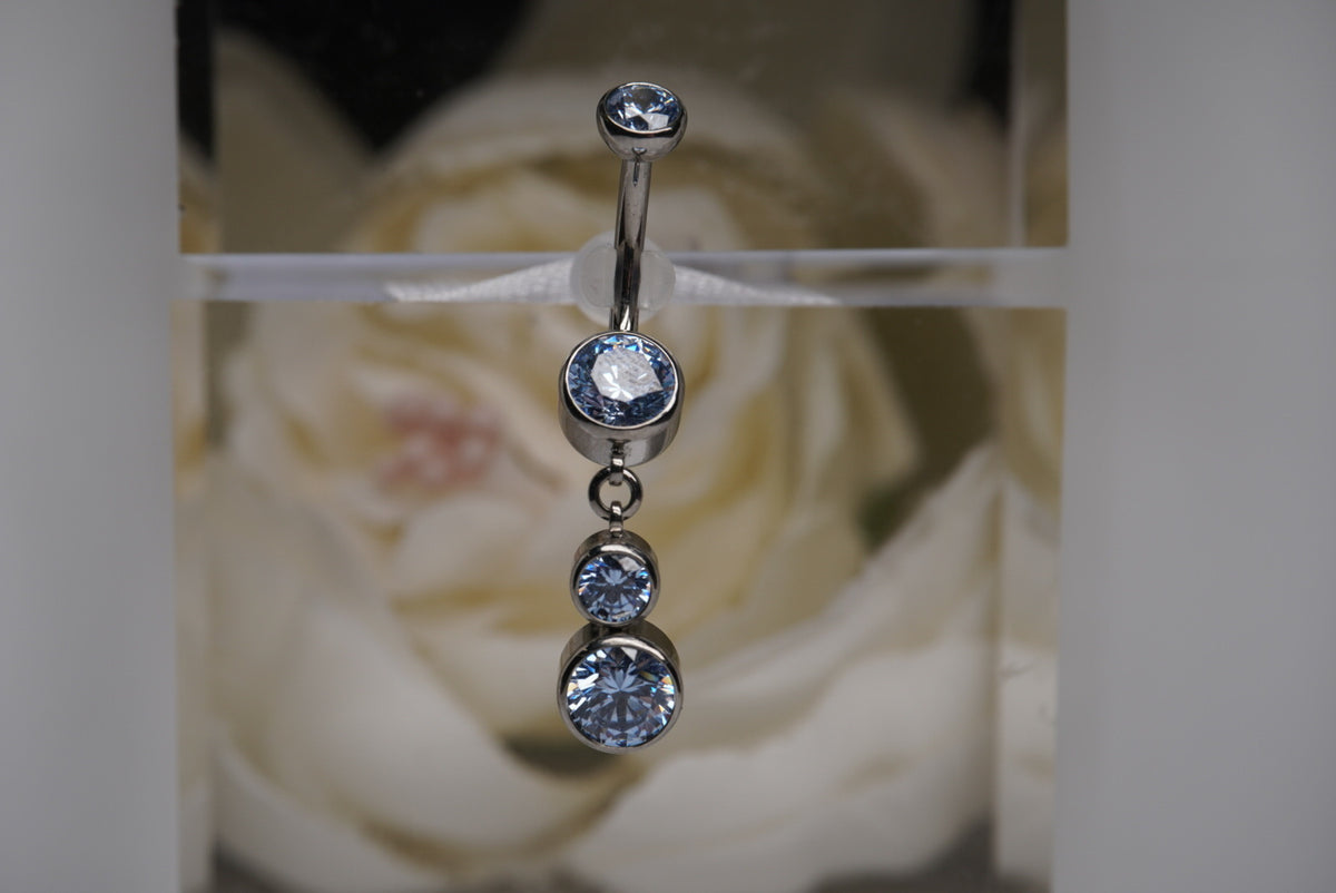 Navel Dangle in a Bezel Setting (6mm/4mm/6mm) grey blue