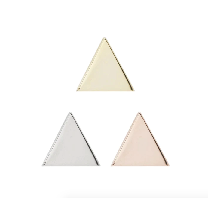 Buddha Jewelry 14k Gold "Triangle" threadless in yellow gold white gold rose gold stock image