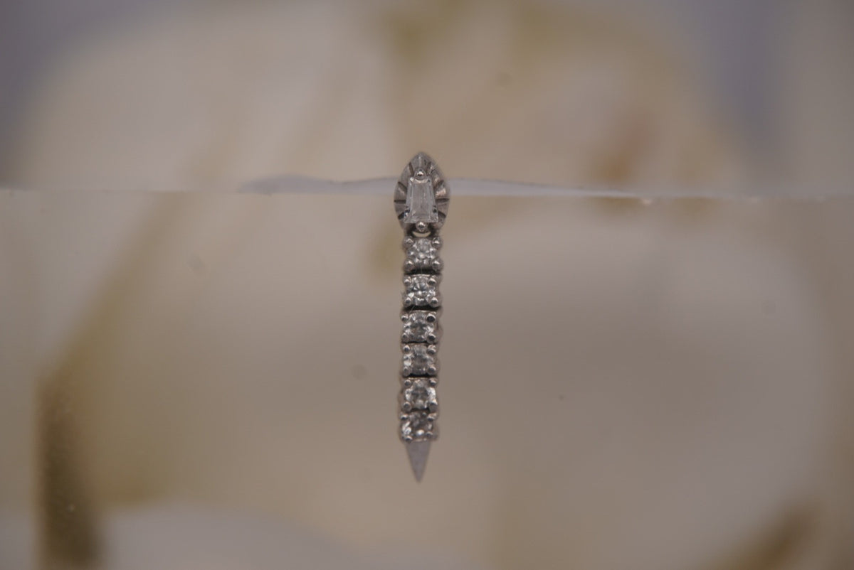 Buddha Jewelry Organics 14k 14.75x2.25mm "Spellcraft" with Crystals THREADLESS in white gold