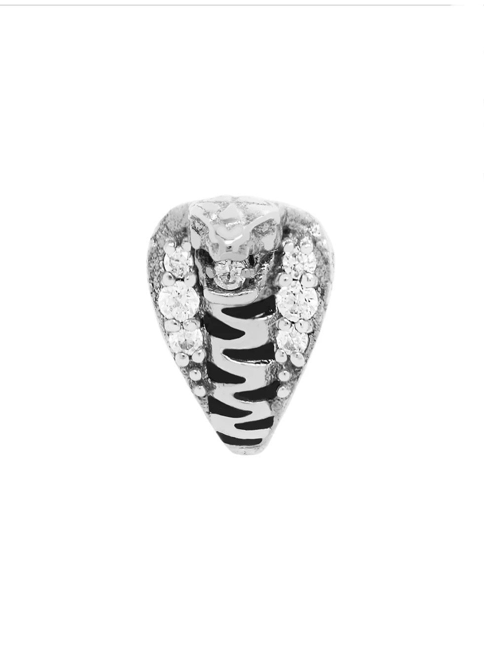 Buddha Jewelry Organics 14k 7x5.5mm "Savage" with Crystals THREADLESS in white gold stock image