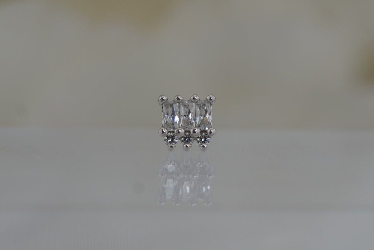 Buddha Jewelry Organics 14k 3.5x4mm "Excess" with Crystals. THREADLESS Yellow gold white gold rose gold