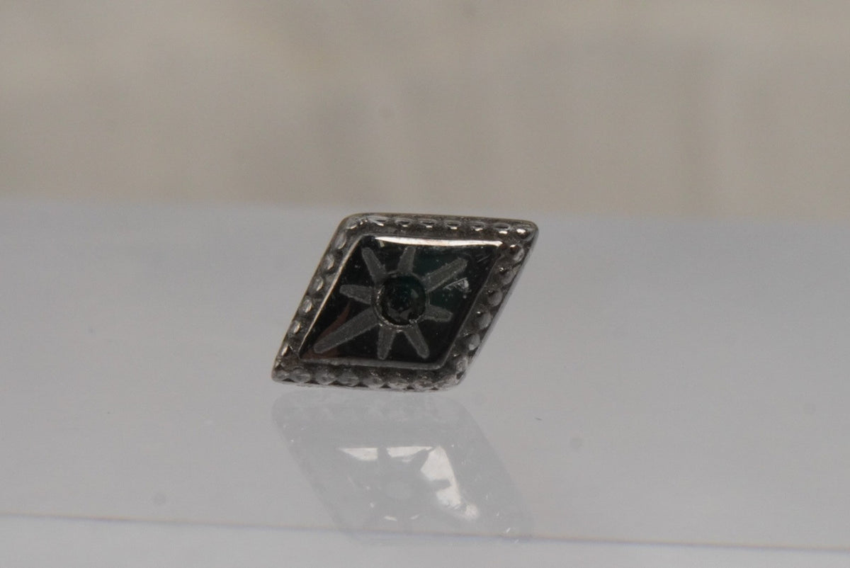 Buddha Jewelry Organics 14k 4x4mm "Etoile" THREADLESS with Genuine Black Diamonds in black rhodium