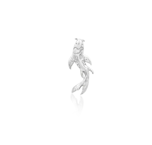 Junipurr 14k gold 3x8mm "Koi" fish in white gold, stock image, right orientation