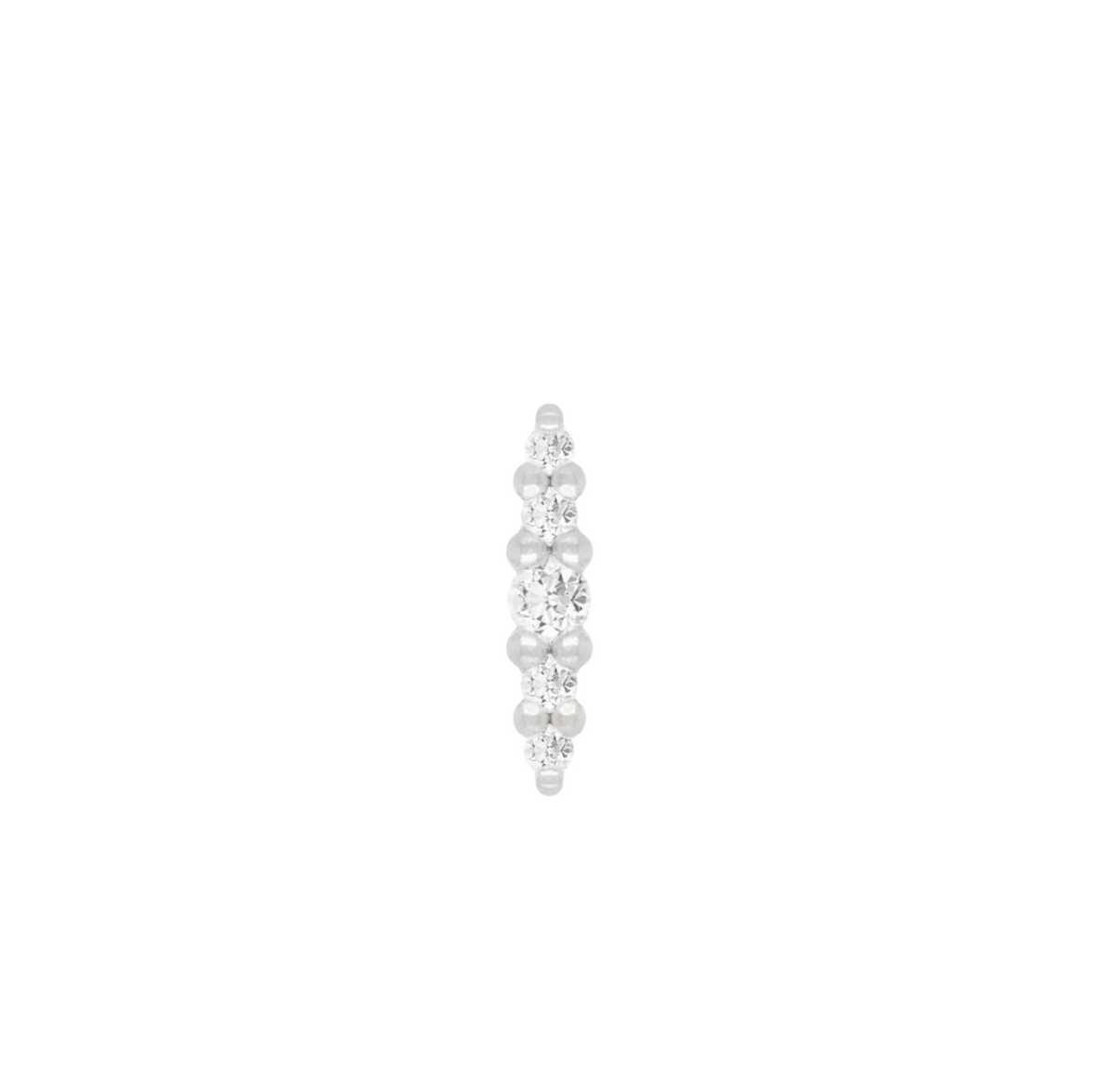 Buddha Jewelry Organics 14k 5.7mm x 1.3mm "Nala" THREADLESS with GENUINE Diamonds stock image white gold