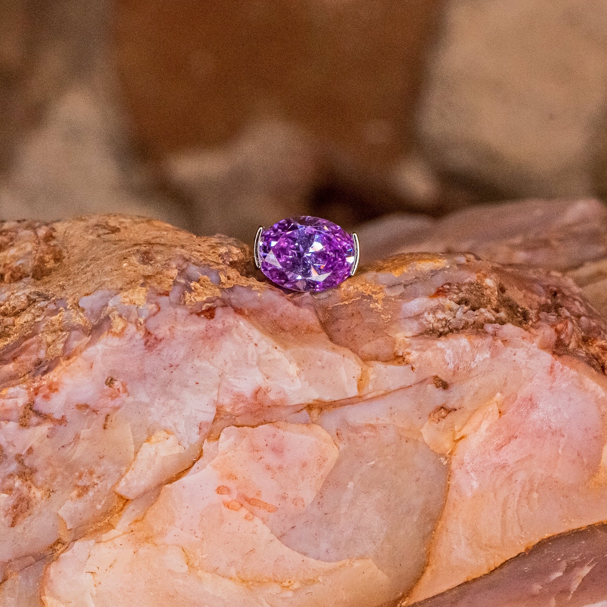 2-Prong Light Purple Oval Crystal- 12/14g