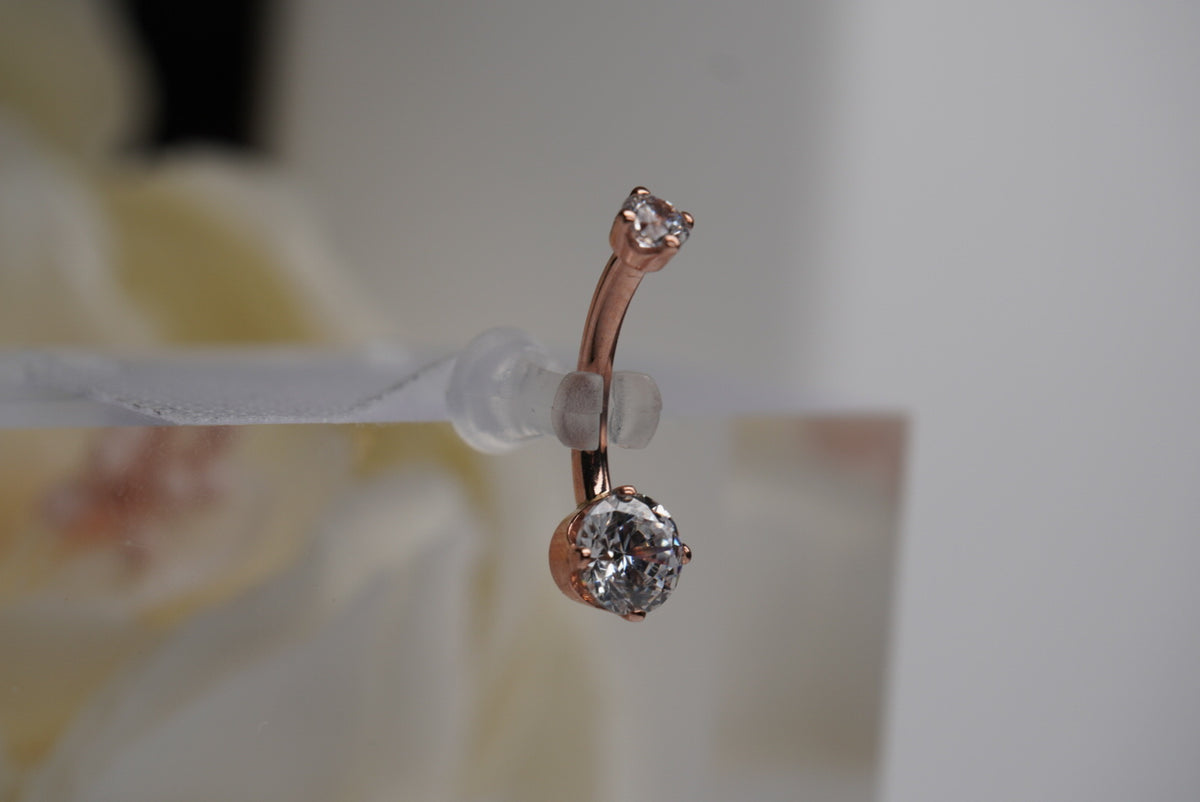Prong Navels in rose gold side view