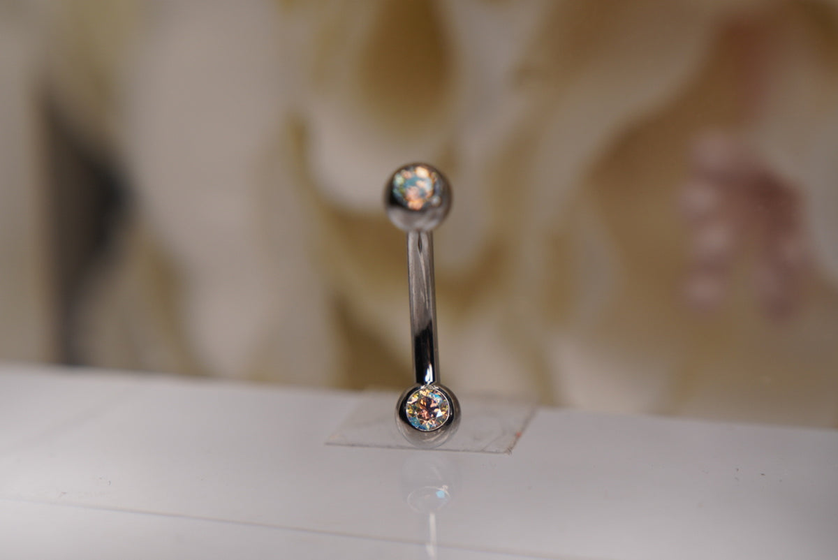 2-Gem Curved Barbell in Various Colors