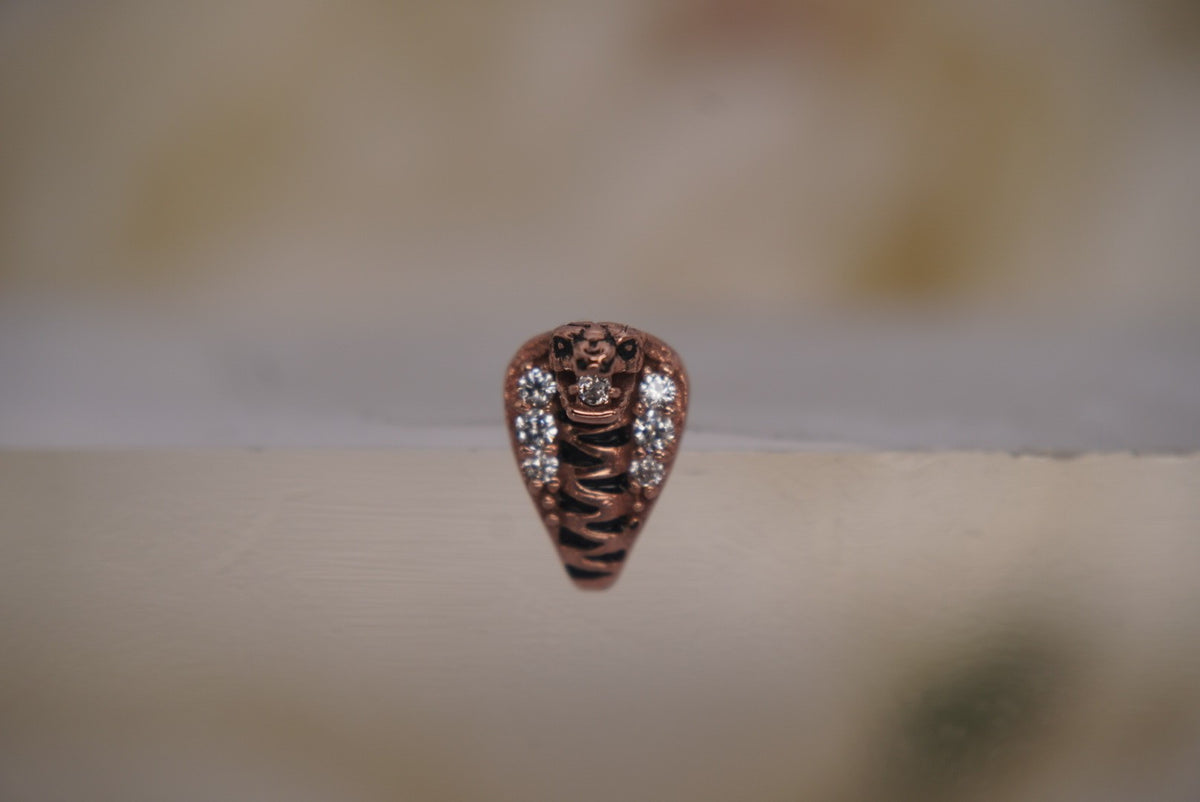 Buddha Jewelry Organics 14k 7x5.5mm "Savage" with Crystals THREADLESS in rose gold