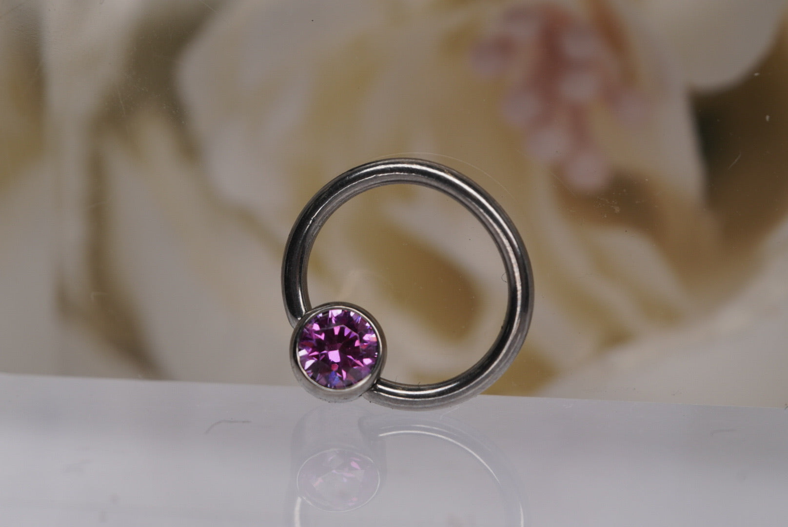 Captive Bead with Fancy Purple Crystal