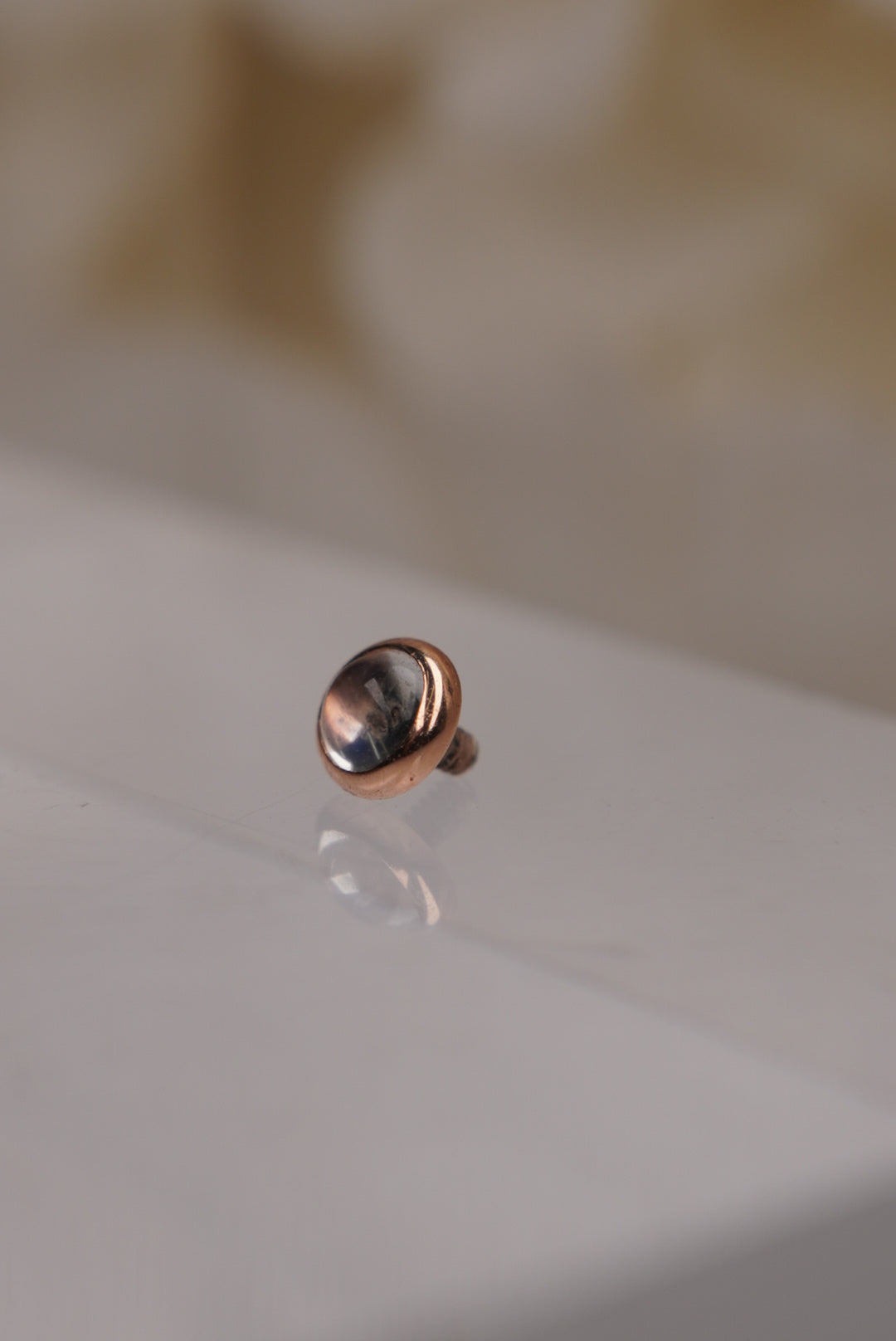 Round Cup Setting with Rainbow Moonstone
