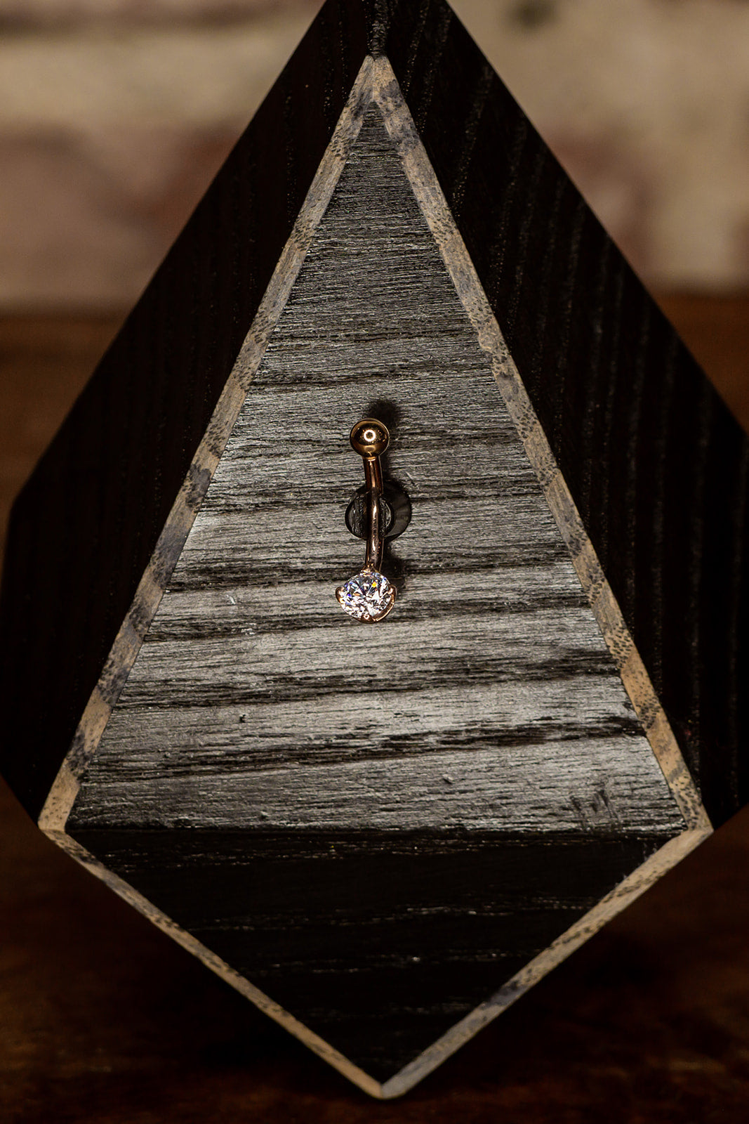 White Swarovski Crystal in Rose Gold Navel
