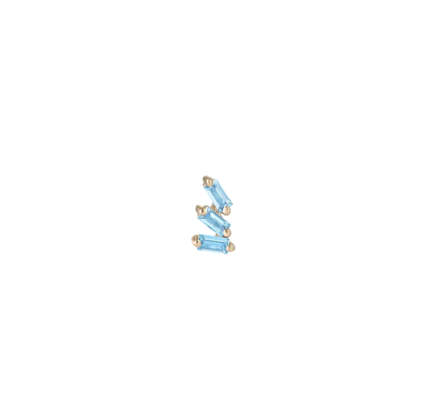 Buddha Jewelry Organics 14k 2.5x5mm "Staxx" THREADLESS with blue topaz yellow gold stock image