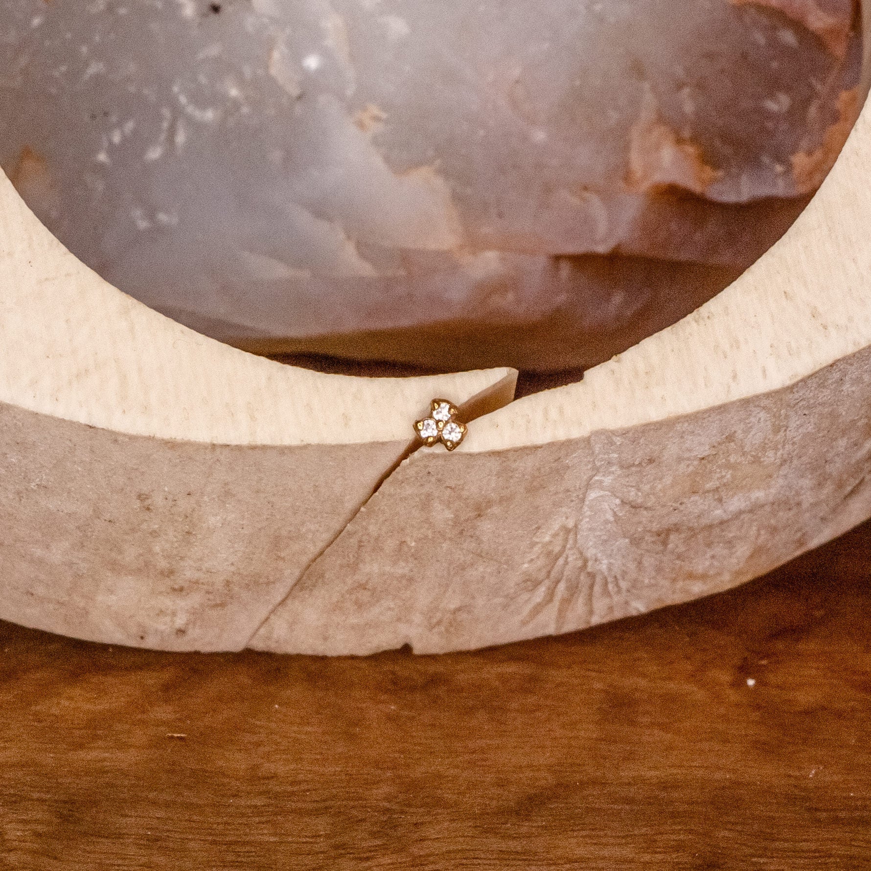 Tri Bead with White Crystals