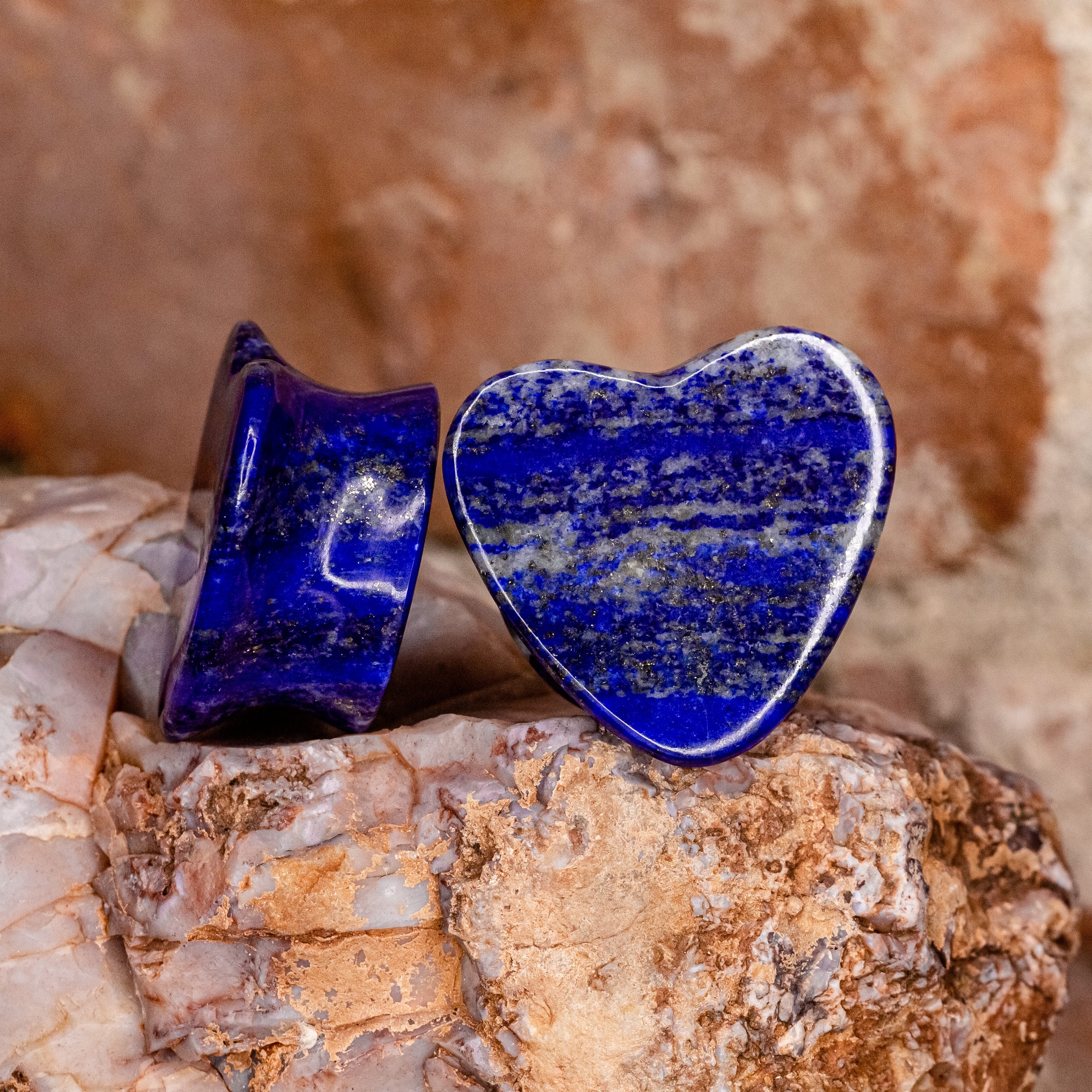 Lapis Lazuli Heart Plugs- 1" ID 1 1/16" OD