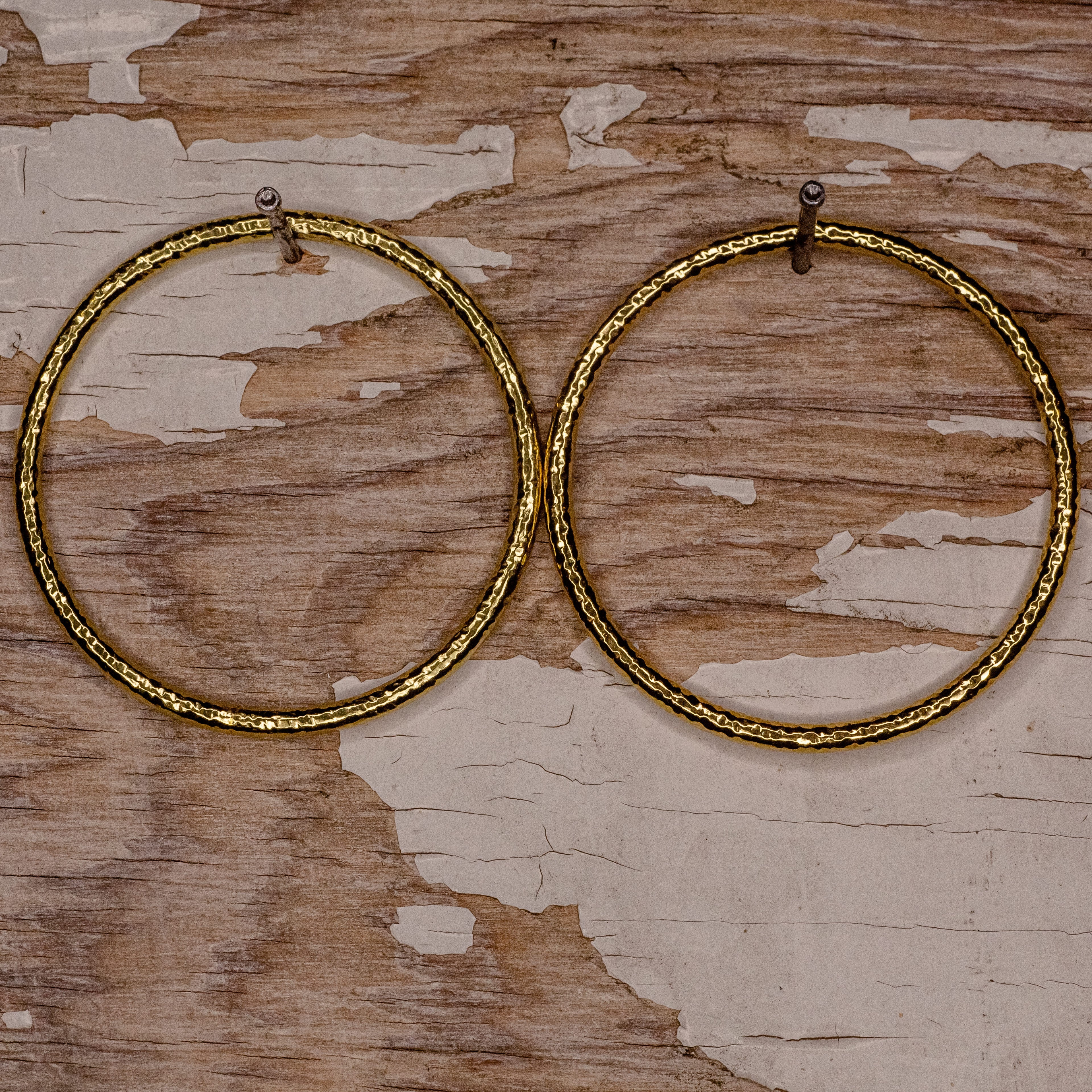 Copper Hoops with Yellow Plated Color- 6g