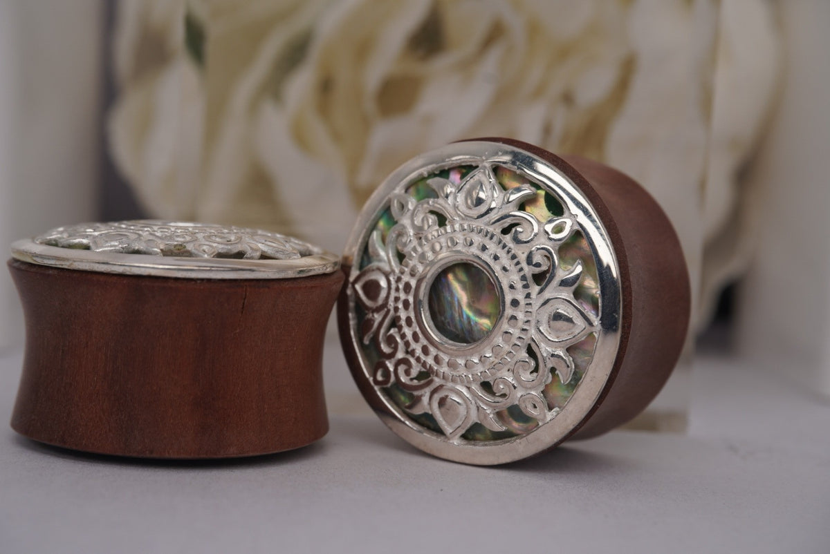 Philomena- Silver Plated with Abalone front view