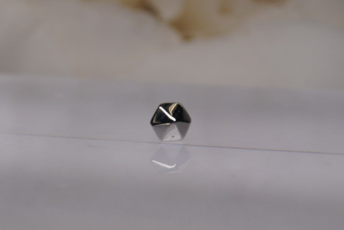 Tether 14k GOLD 3.2mm diameter "Hex Stud" in Threadless Yellow gold white gold rose gold