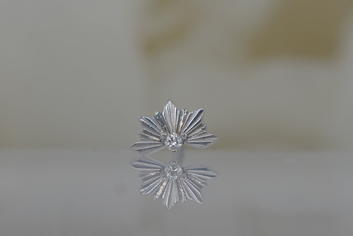 Buddha Jewelry Organics 14k 4.3 x 3.8mm "Surrender" THREADLESS with a crystal Yellow gold white gold rose gold