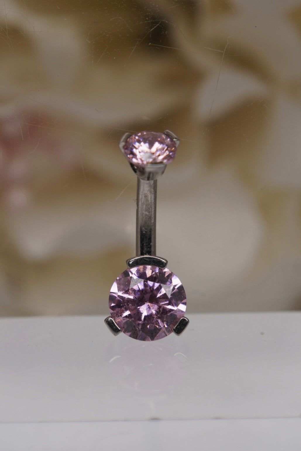 Pink Crystal Navel in a Prong Setting (4mm/6mm)