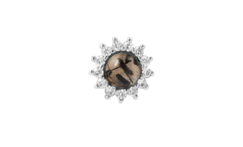 Delphine w/ Tourmalated Quartz & White Sapphire