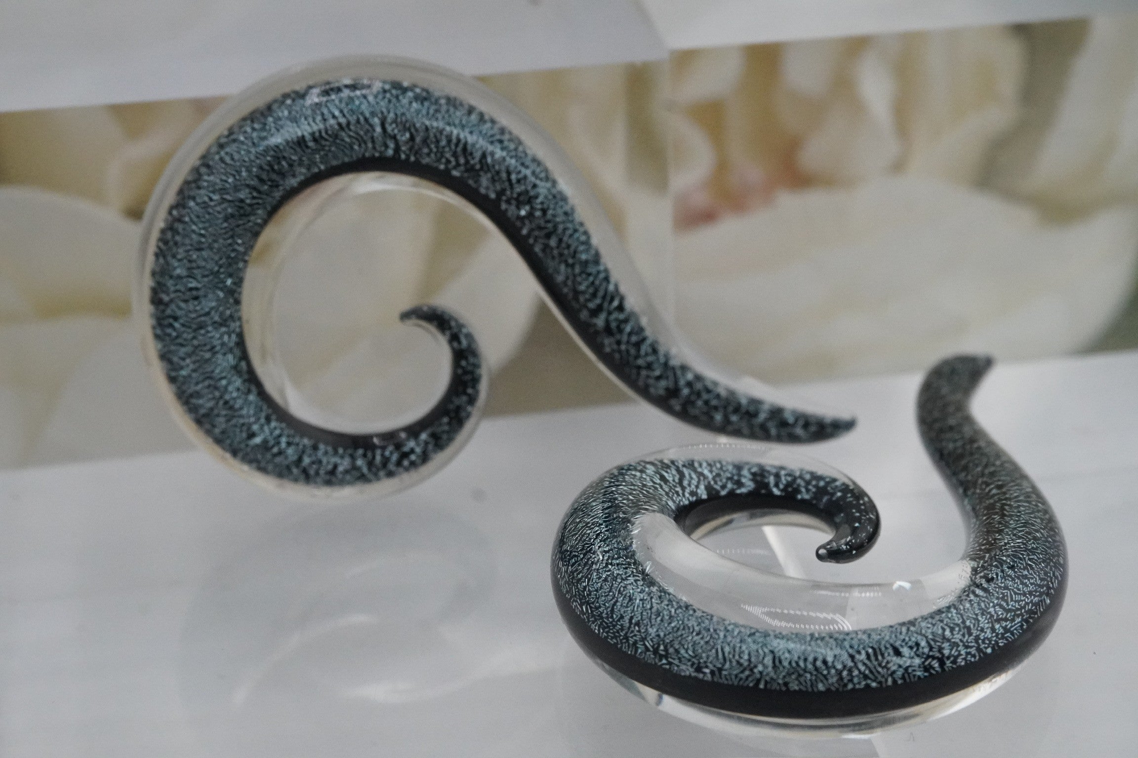 Blue Dichroic Glass Spirals- 0g