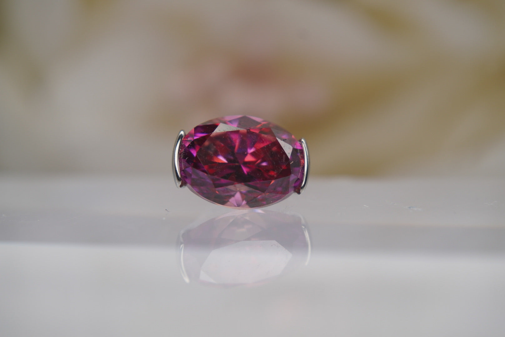 2-Prong Deep Pink Oval Crystal- 12/14g