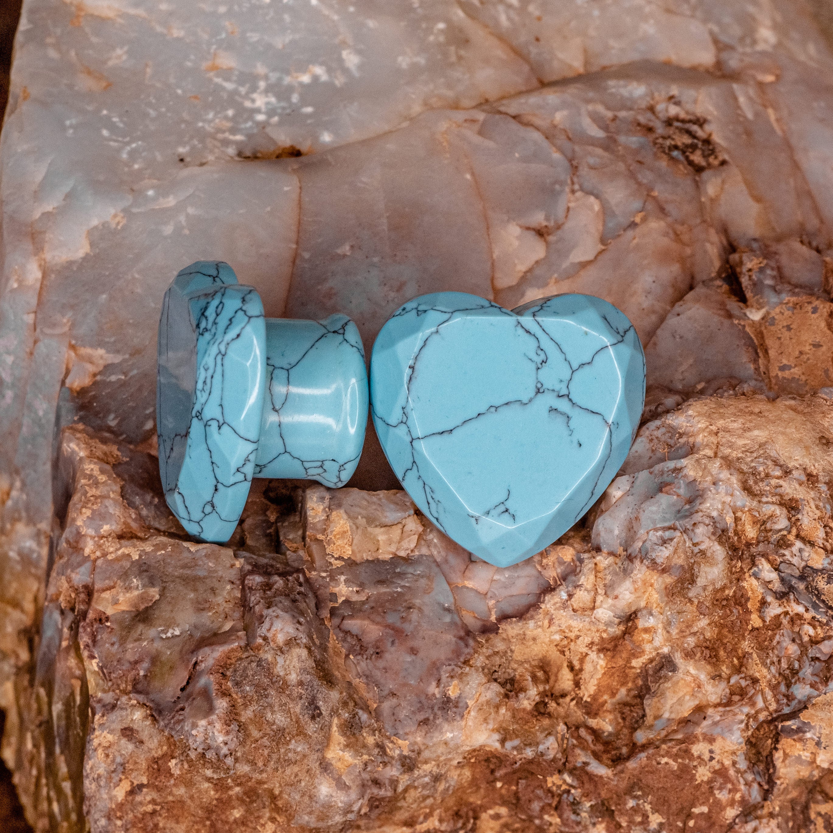 Turquoise Heart Plug- 5/8" ID 11/16" OD