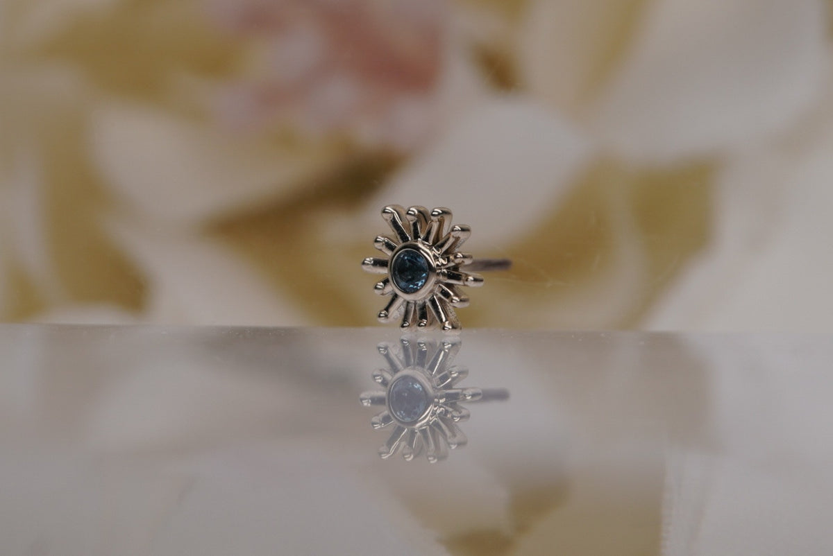 Small Sunray with London Blue Topaz side view