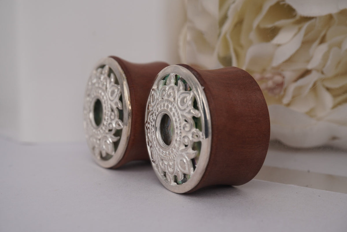 Philomena- Silver Plated with Abalone front view