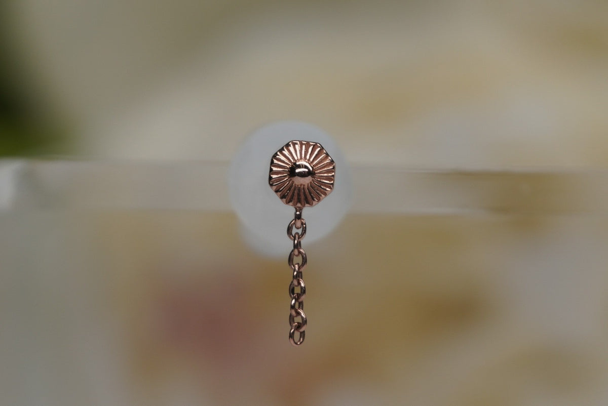 Tether 14k "Chained Alpha 08." textured dangle Threadless Yellow gold white gold rose gold