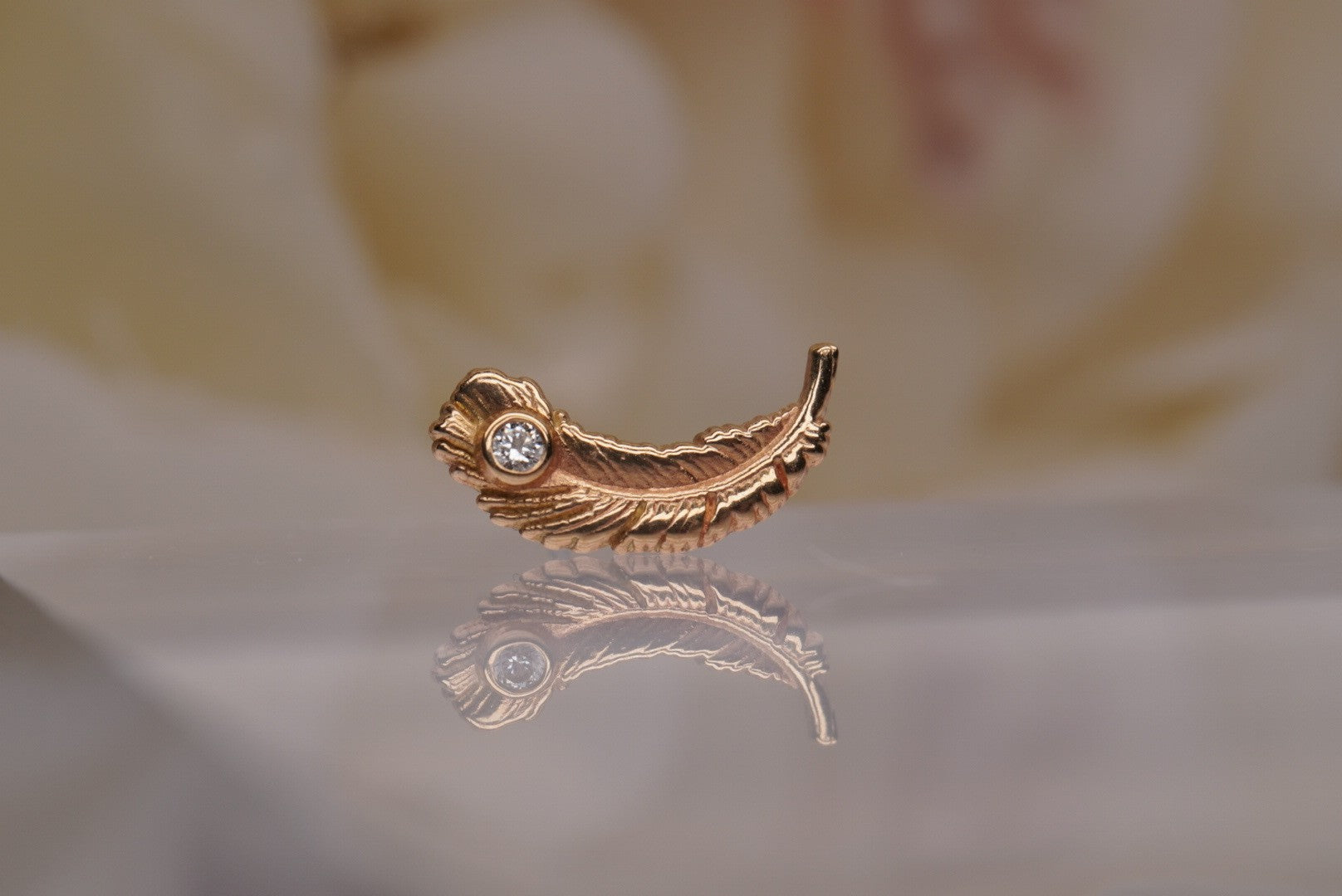 Feather with Gem in Gold