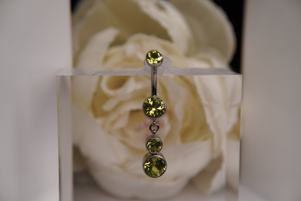 Navel Dangle in a Bezel Setting (6mm/4mm/6mm) paradise green