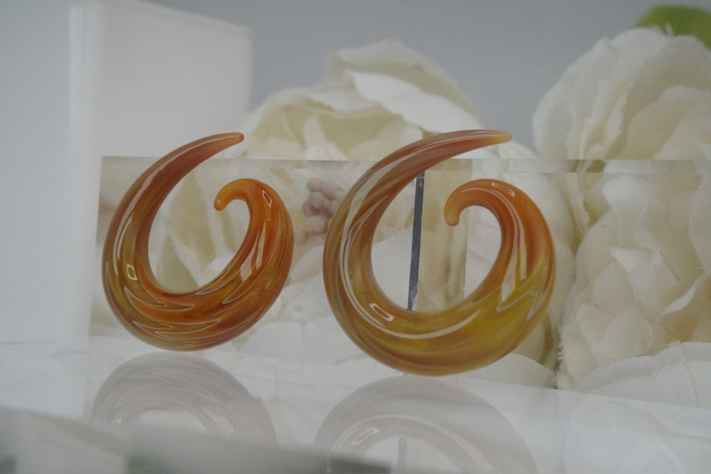 Brown and Amber Glass Spirals - 0g