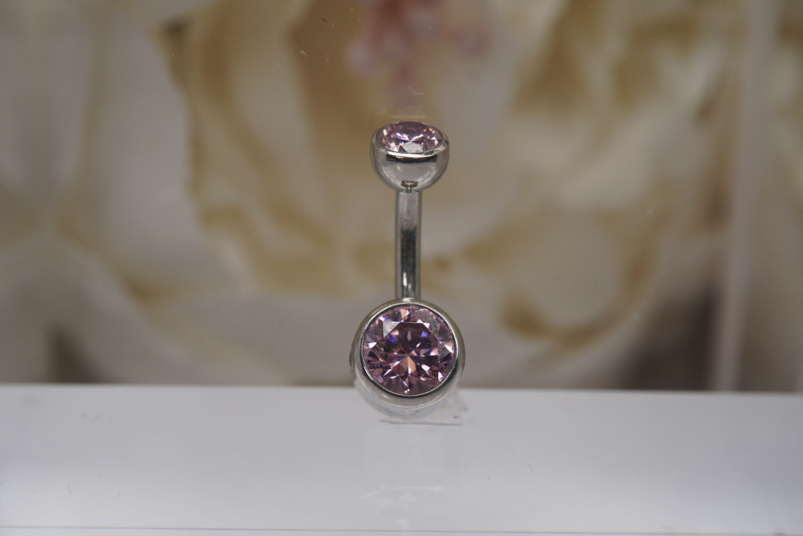 Pink Crystal Navel in a Bezel Setting (4mm/6mm)