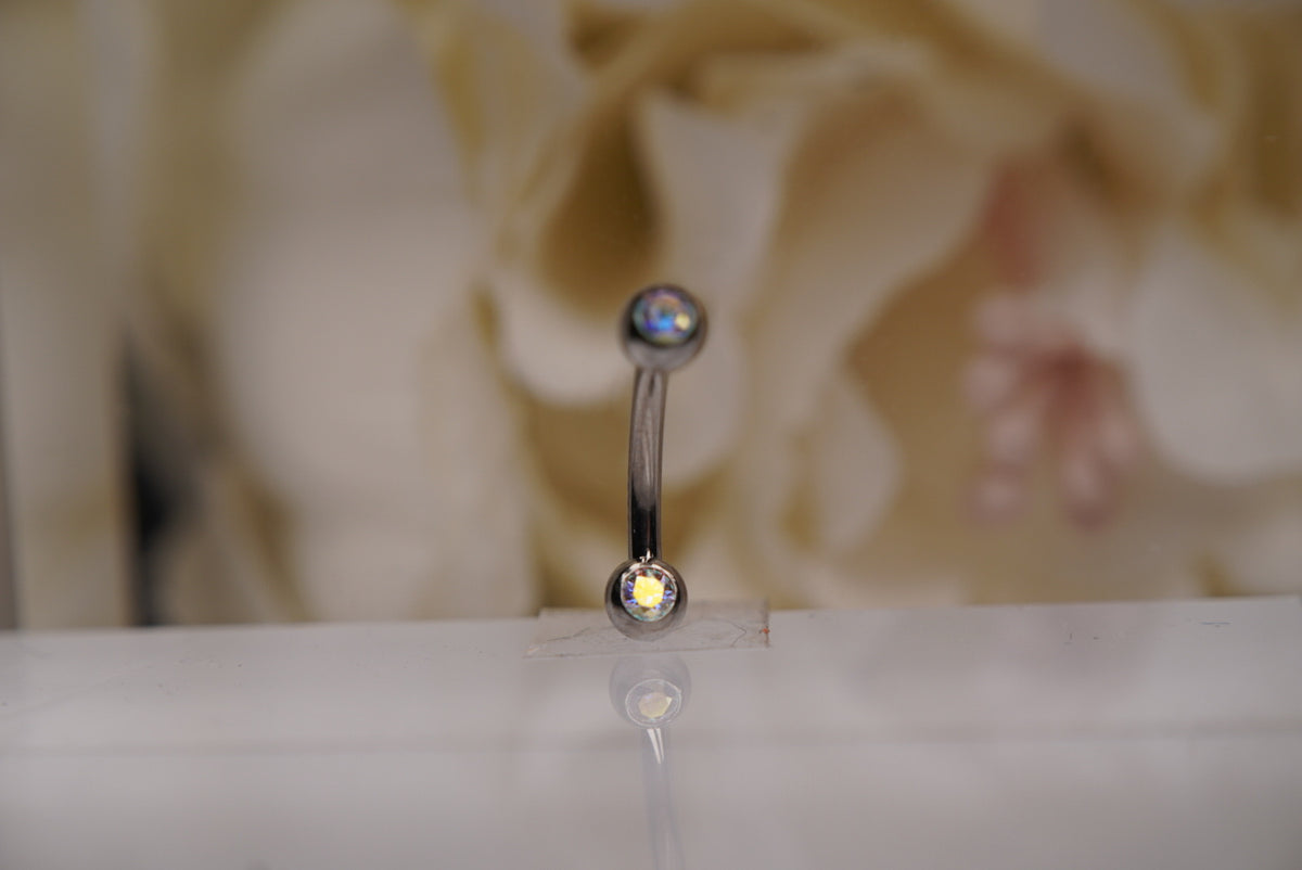 2-Gem Curved Barbell in Various Colors