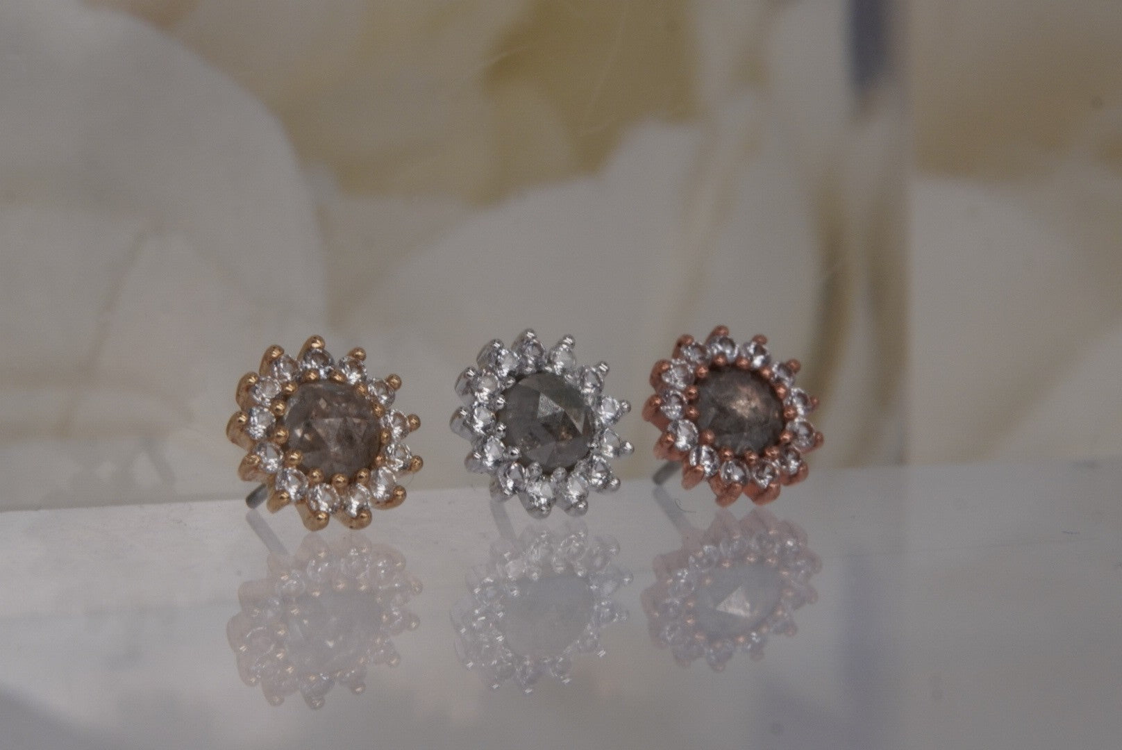 Delphine with Grey Diamonds & White Sapphires