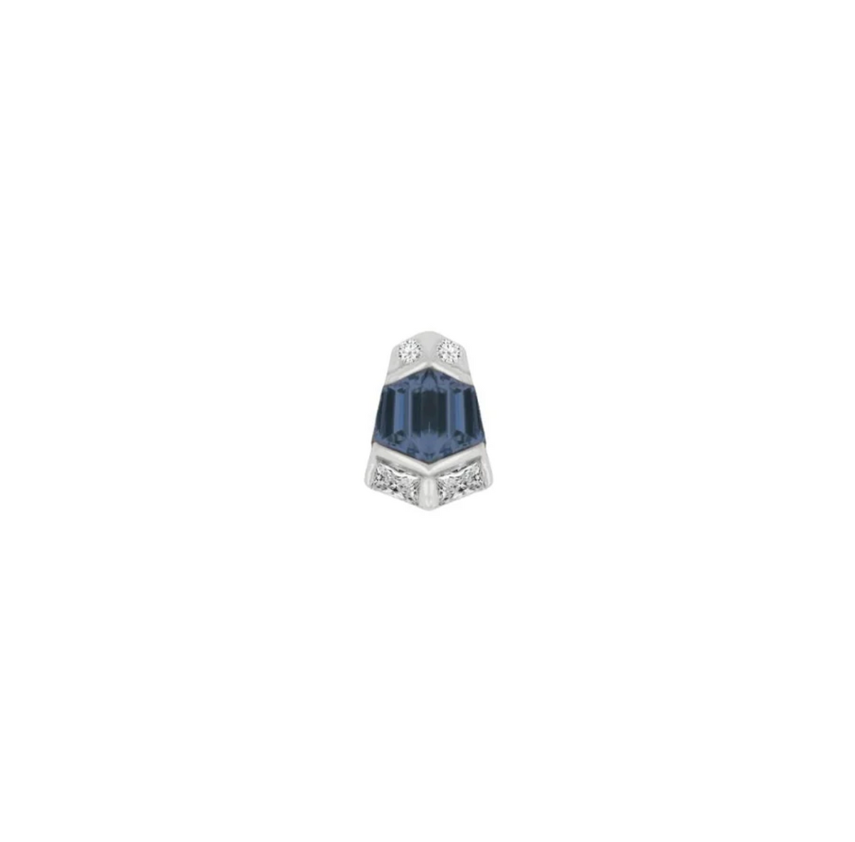 Buddha Jewelry 14k Gold "Vera" london blue topaz threadless in white gold stock image