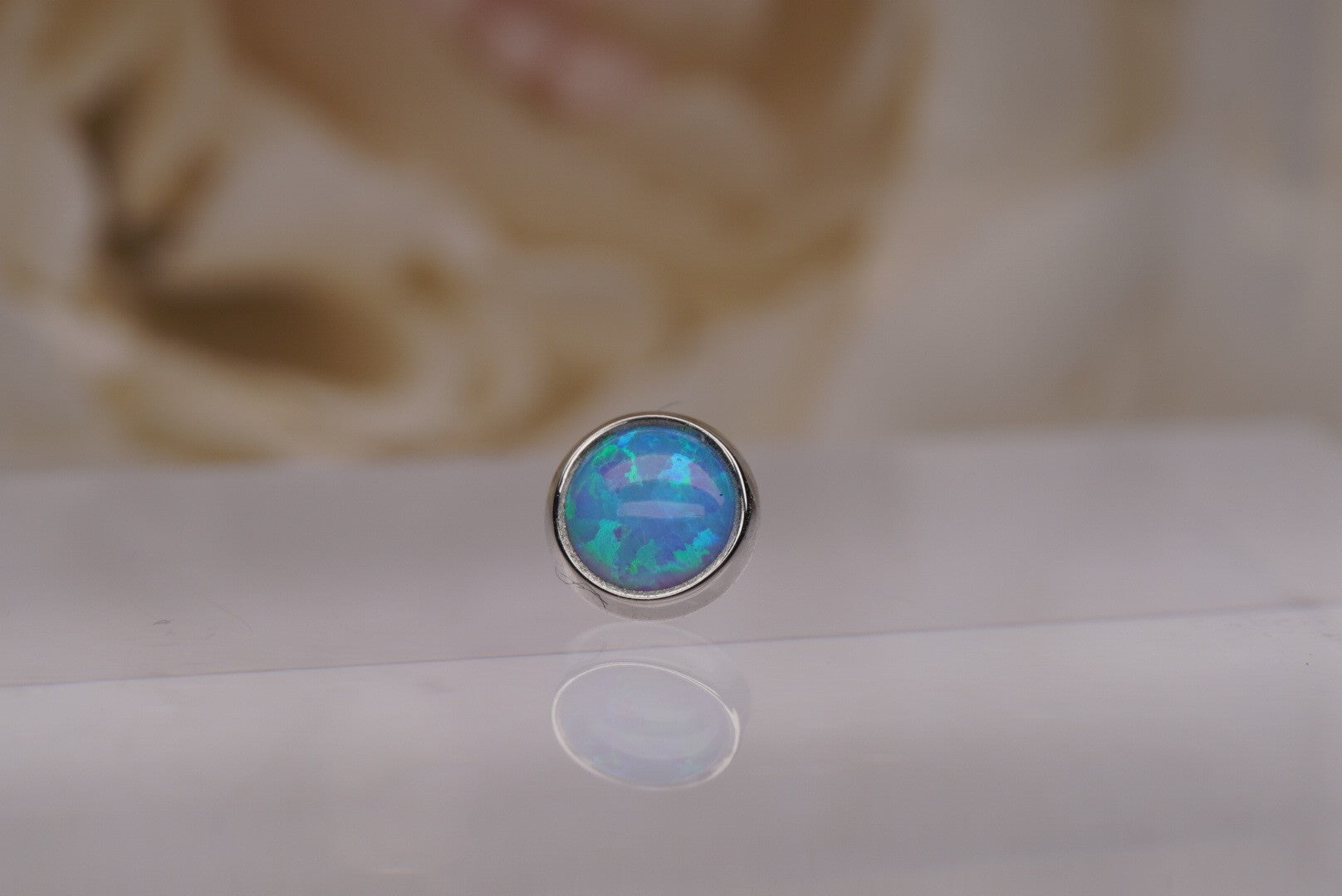 Capri Blue Opal in Gold- 5mm