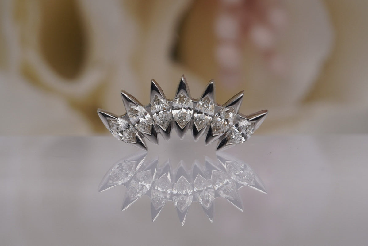 Tether 14k 13mm x 5.8mm diameter "Muse" genuine diamond marquis Threadless Yellow gold white gold rose gold