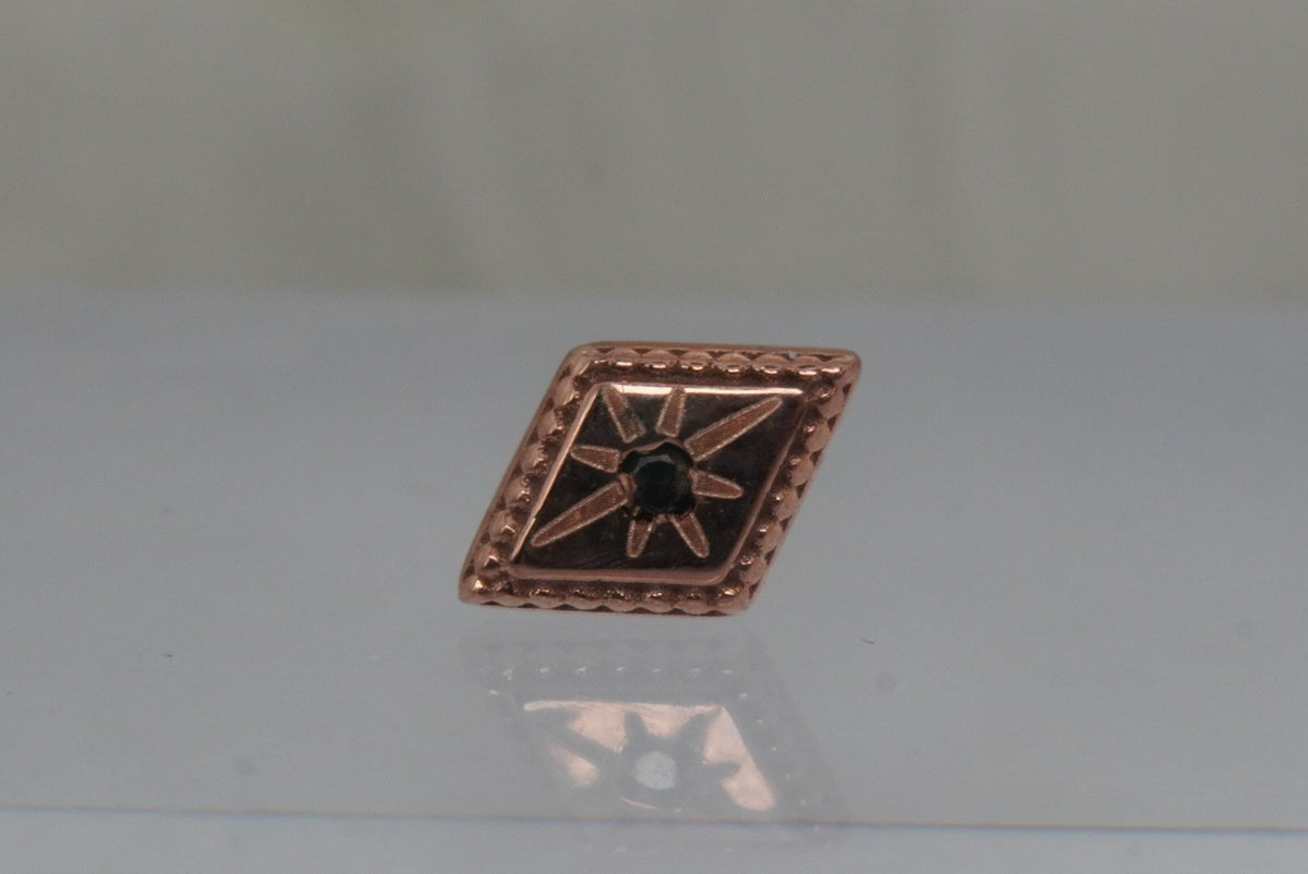 Buddha Jewelry Organics 14k 4x4mm "Etoile" THREADLESS with Genuine Black Diamonds in rose gold