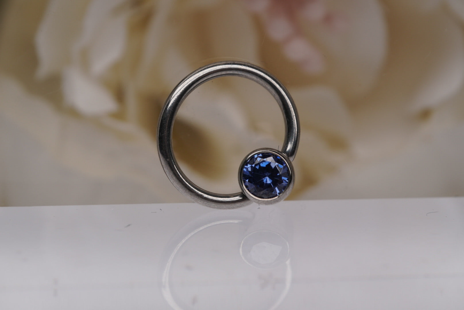 Captive Bead with Tanzanite Crystal