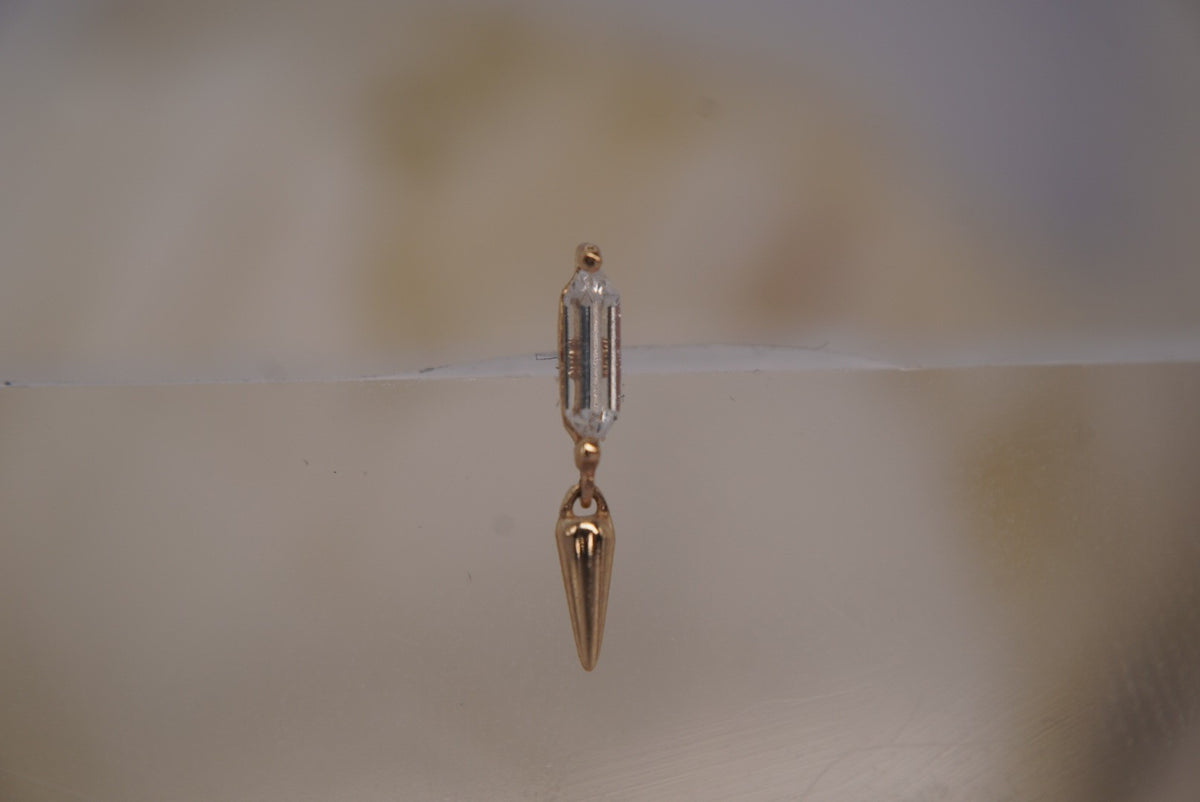 Buddha Jewelry Organics 14k12x1.5mm "Musea" THREADLESS with Crystals in yellow gold