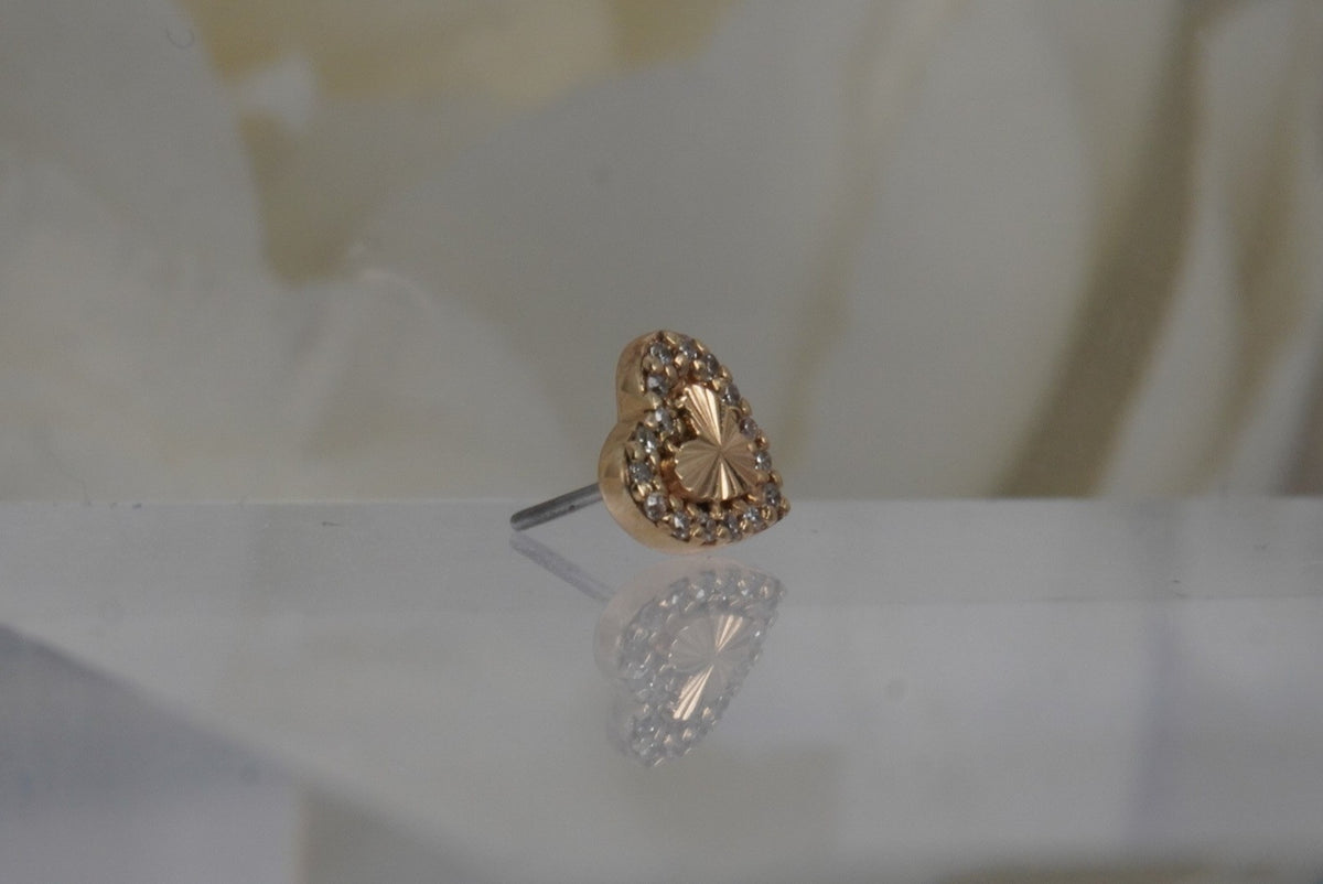 Buddha Jewelry Organics 14k gold 5mm "Rebel Heart" with GENUINE DIAMONDS yellow gold angled view