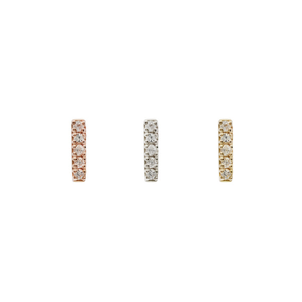 Rowe | Buddha Jewelry | 14k Gold White Sapphire Threadless Piercing Jewelry