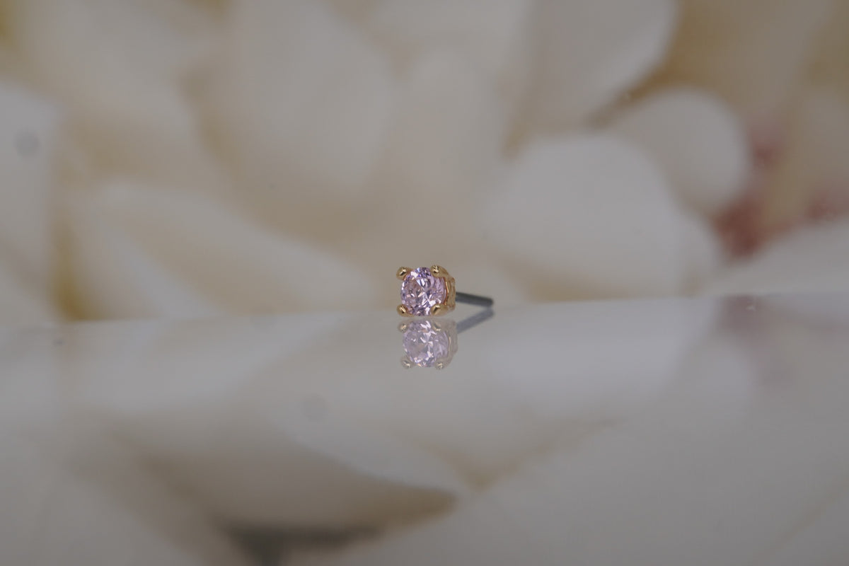 3mm Yellow Gold Pink Prong industrial strength threadless